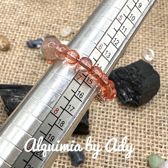 Natural cherry quartz gold gem ring handmade - Picture 3 of 3